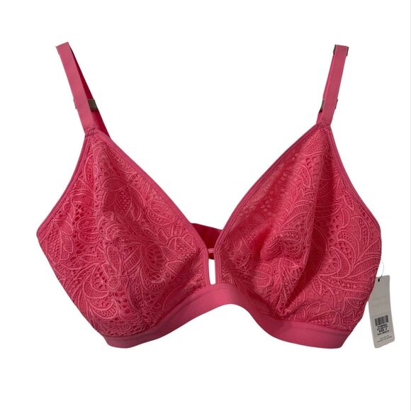 All.You.LIVELY‎ Womens Busty Lace Bralette Bra Pink Hibiscus Size 3 Wireless - Picture 1 of 5